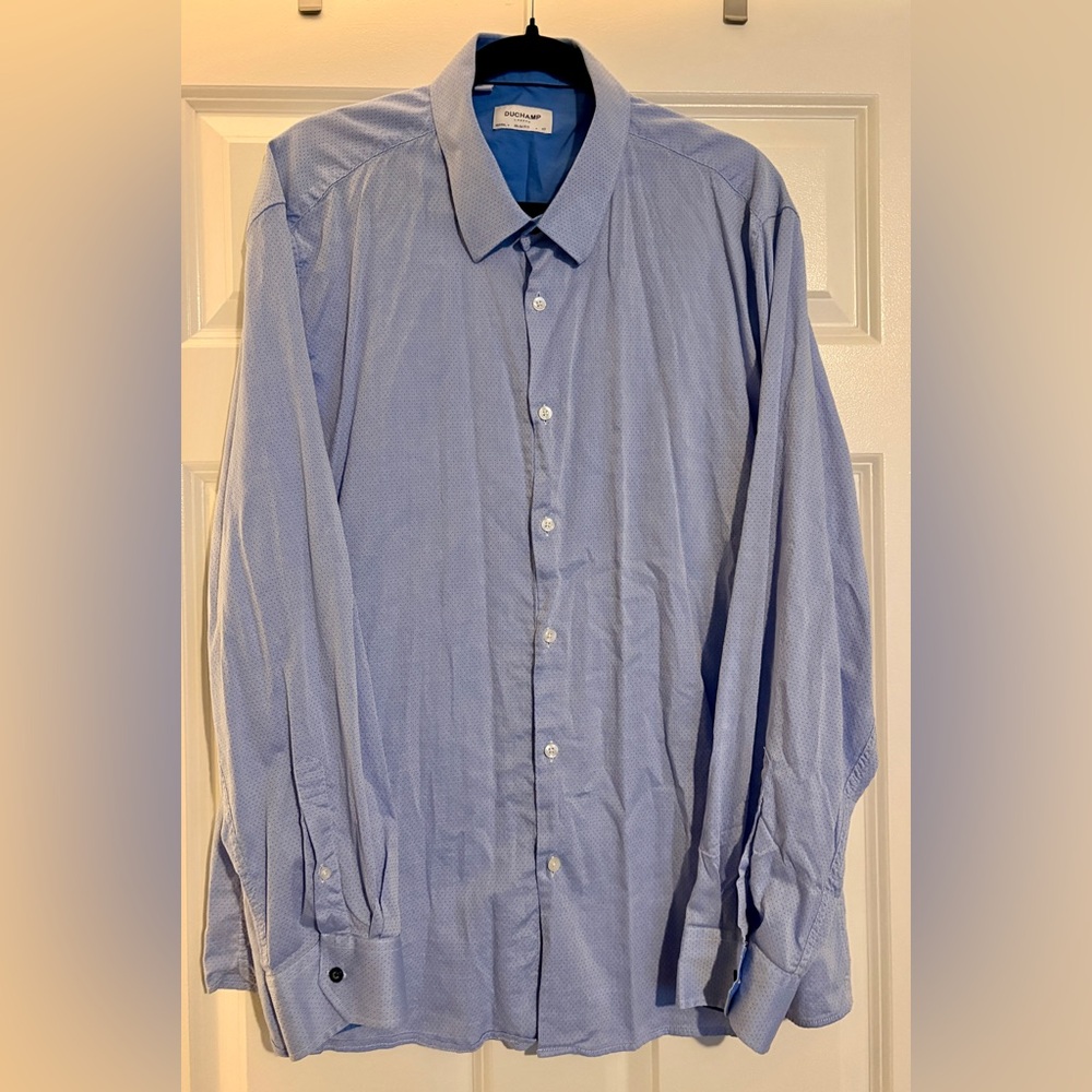 Duchamp Light Blue Micro-Pattern Dress Shirt